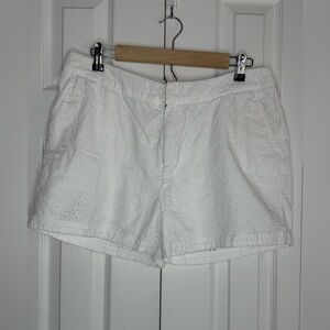 Cynthia Rowley Shorts White Eyelet Floral Detail Pockets Cotton Women's Sz 12
